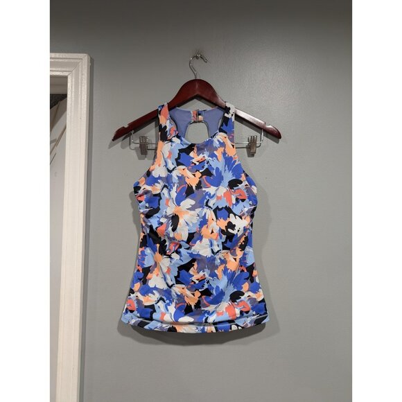 Athleta Women's Maldives Colorful High Neck Bra Cup Tankini Swim Tank Top 34B/C - Picture 1 of 16